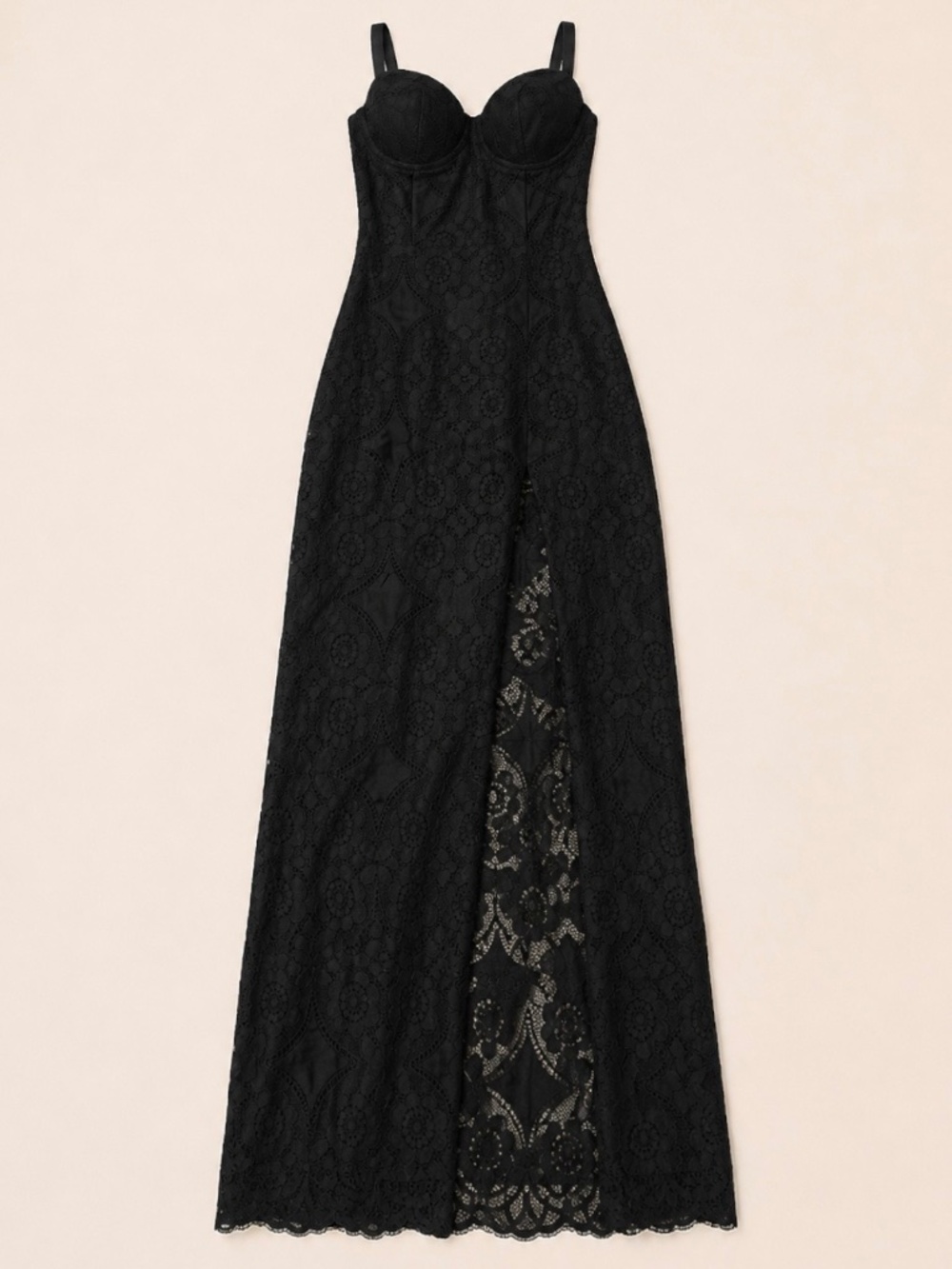 Bebe Black Lace Maxi Dress with Built-In Shorts | XS